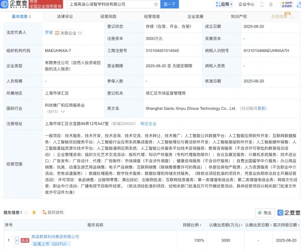 间群策略 高途教育在上海成立心语智学科技公司