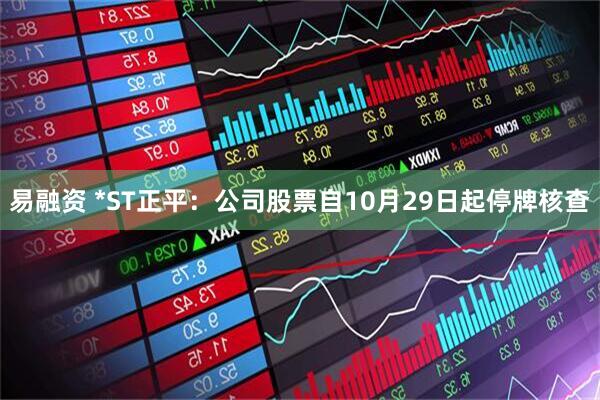 易融资 *ST正平：公司股票自10月29日起停牌核查